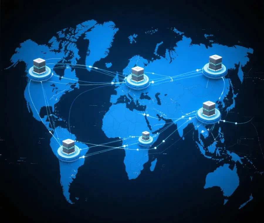 全球节点网络与链路优化示意图
